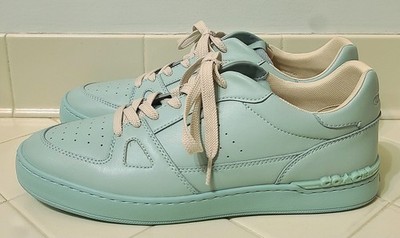 Coach men Clip Leather Court Sneaker Size 10.5 D Color Light Teal C8975