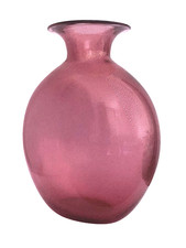 Archimede Seguso Murano Signed Vase Pink Mauve Gold Aventurine 16cm mid-century