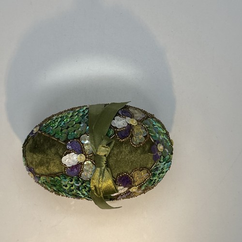 Vintage Katherine's Collection Wayne Kleski Velvet Beaded Egg Treasure Box NEW - Picture 2 of 6