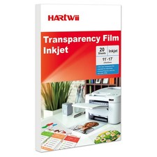 Fast-Drying Inkjet Transparency Film 20 Sheets 11x17 inches Thick 100 Clear ...