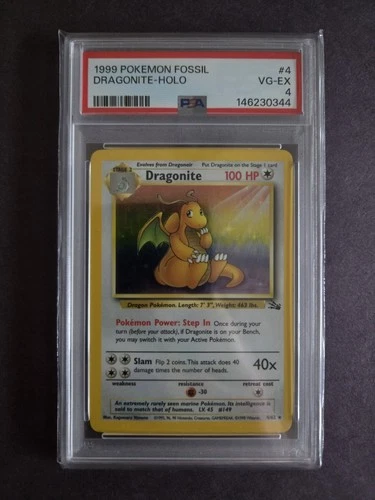 Pokemon TCG Dragonite Fossil Holo Rare Card 4/62 PSA 4