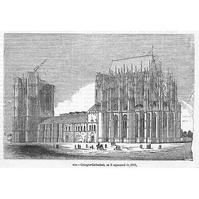 KÖLNER DOM wie er 1845 erschien - antiker Druck 1851