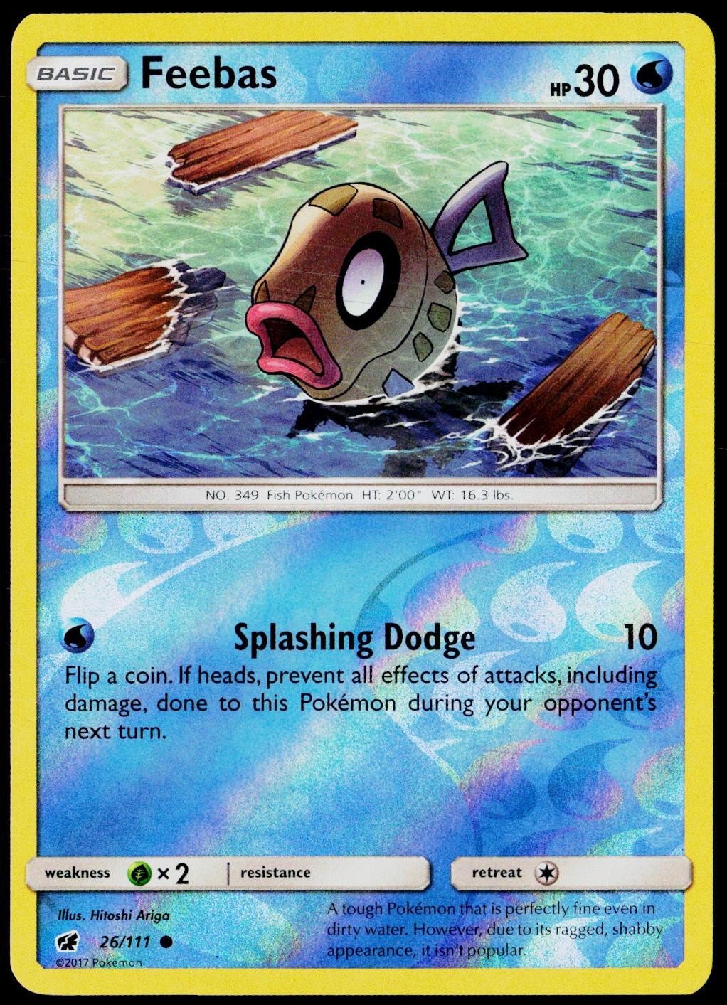 Feebas 26/111 Common Crimson Invasion Pokemon Reverse Holo Near Mint