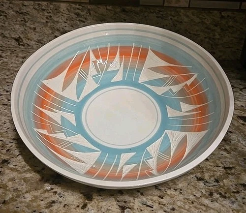 Large Native American Mesa Verde Pottery Navajo Bowl Signed Begay Pastels