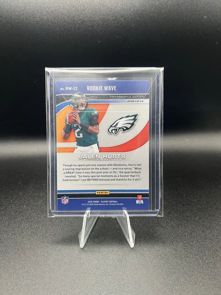 2020 Panini Playoff Jalen Hurts Rookie Wave Red SP Variation RC SB MVP GOAT? - Image 2 of 2