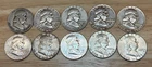 Lot of (10) Franklin Half Dollars 90% Silver NO RESERVE