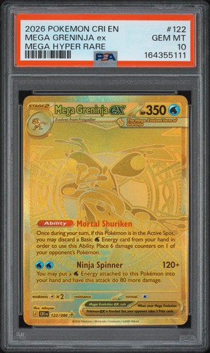 2026 POKEMON CRI EN-CHAOS RISING MEGA HYPER RARE #122 MEGA GRENINJA EX PSA 10