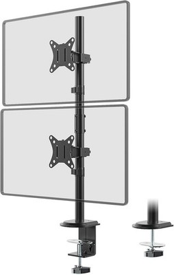 Dual-Monitorständer 17-32 Zoll, 9kg, schwarz, C-Klemmhalterung, VESA 75x75