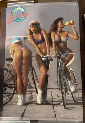 Vintage 1988 California Girls & Bikes Pinup Funky poster