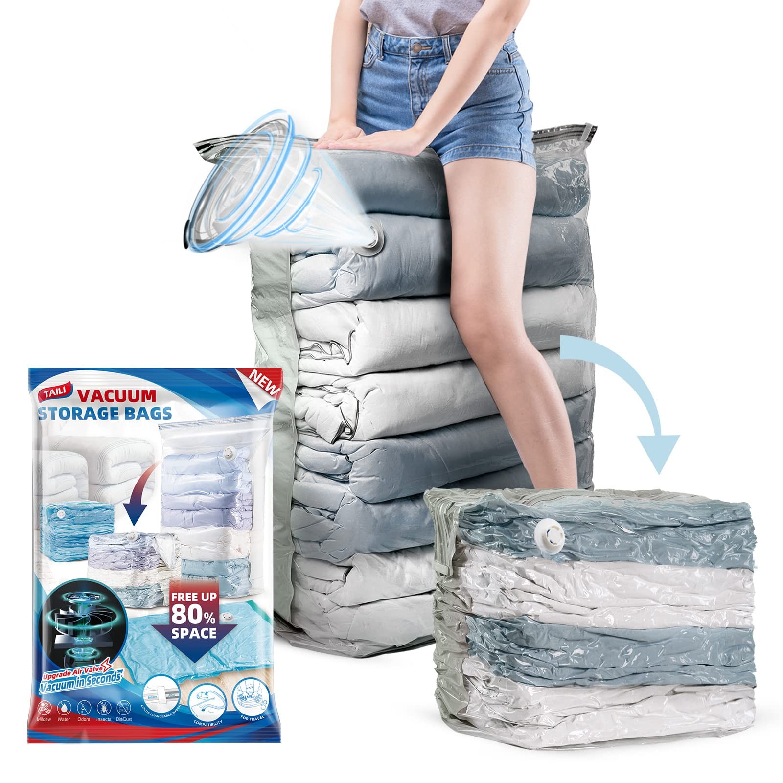 6 Pack Jumbo Cube Vacuum Storage Bags 31x40x15 Inch Extra Large Space Saver