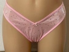 VICTORIA'S SECRET Crystal Shimmer Brazilian Panty RHINESTONE Silky Pink S V-Cut