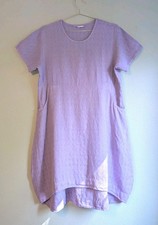 Bryn Walker Linen Dress Lilac Purple High Low Short Sleeve Pockets Size XXS