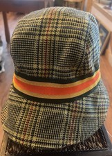 Vintage Foravi Free Beat Plaid Wool Bucket Hat Made in USA 90s 23”