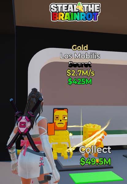 Fortnite Steal The Brainrot - Gold Secret Los Mobilis (NEW) 2.7M/s