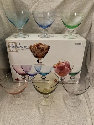 Set of 6 Footed Dessert Bowls Sherbet Ball Stem Luigi Bormioli Gallerie Italy