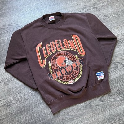 VINTAGE CLEVELAND BROWNS NUTMEG ATHLETICS SWEATSHIRT MADE IN USA LARGE