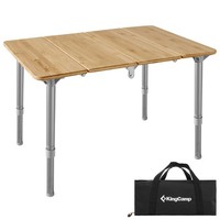 Falt Tisch Camping Klapptisch Alu - Bambus Holz Stufenlos Verstellbar -