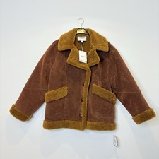 Topshop Brown Camel Faux Shearling Oversized Car Coat Size M