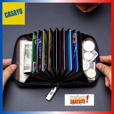 Porte-Cartes Cuir RFID Homme. Portefeuille Anti-Fraude 6 Couleurs - Photo 1/4