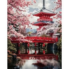 5D Diamond Painting Kit Cherry Blossoms Flowers Full Drill DIY Art for Adults