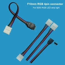 4pin 10mm Connector for 5050 RGB LED Strip, Extension Cable Wire  4-Pin RGB