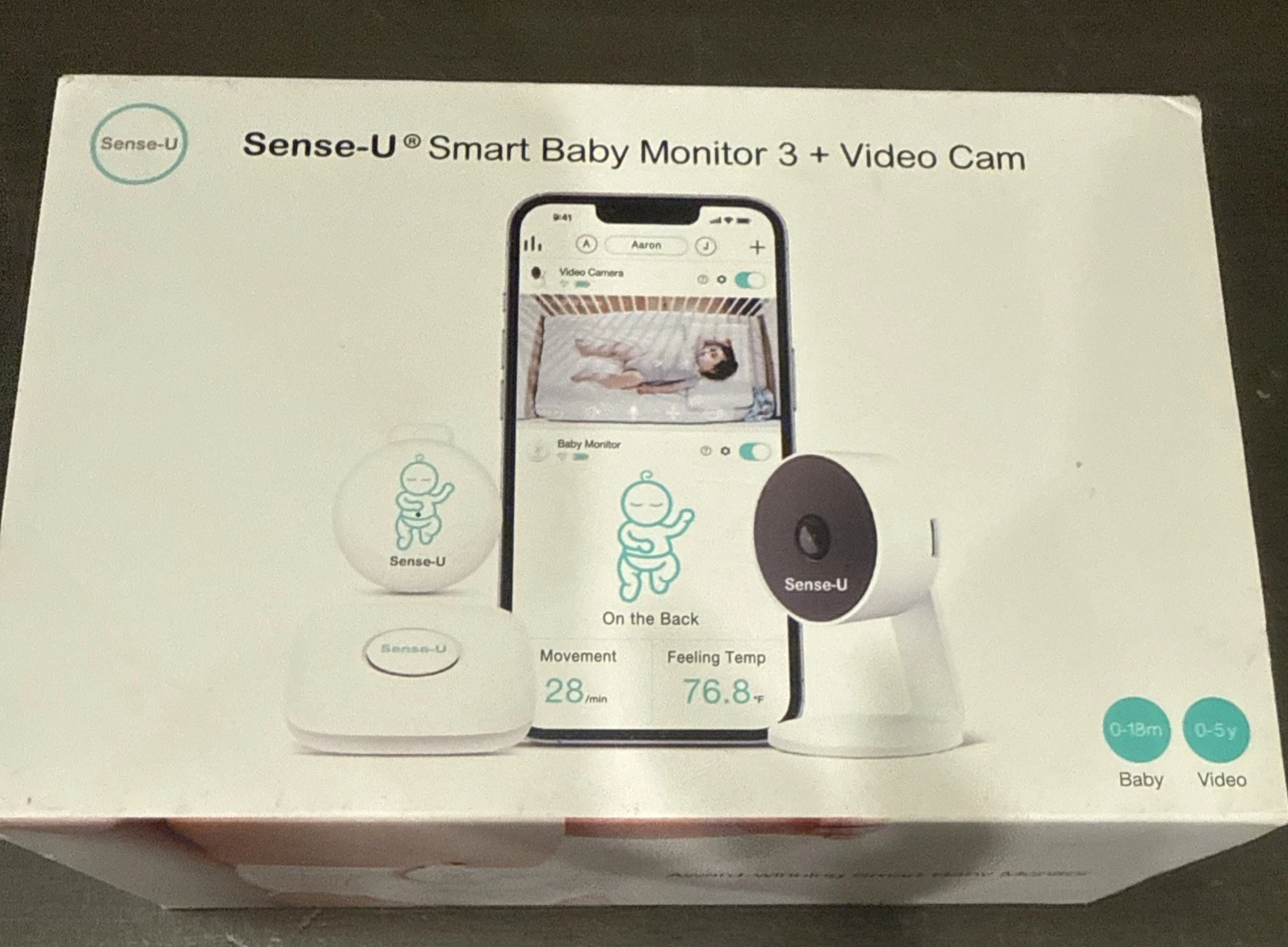 Sense-U Smart Baby Monitor 3 + PTZ Cam Breathing Movement Body Temperature