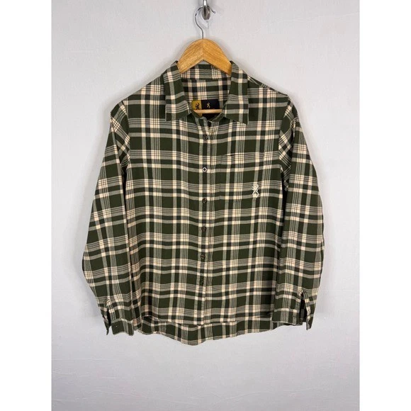 Browning Mens Green Plaid Flannel Long Sleeve Button Down Shirt Size Medium