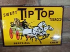 VINTAGE TIP TOP CIGAR PIPE TOBACCO PORCELAIN METAL GAS AD SIGN 12" X 8"