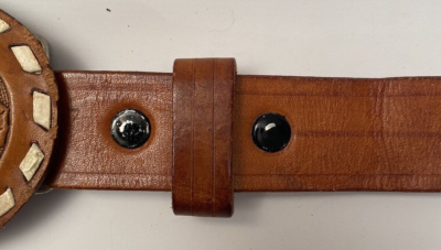Horse Head Brown Leather Belt Buckle W/ Belt Sz 28 Western  display picture 3