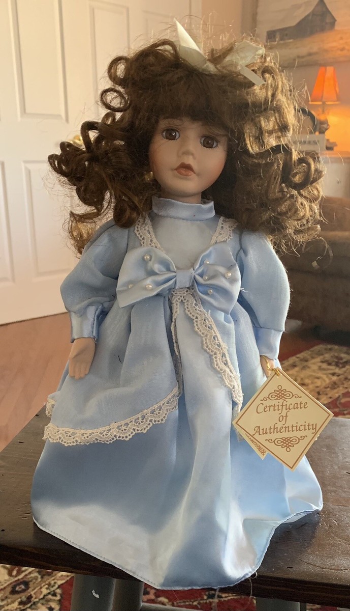 Vintage Porcelain Soft Expressions Doll With Stand And Certificate