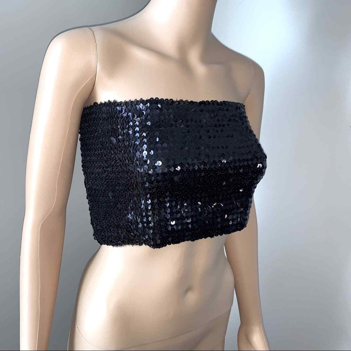 black sparkly tube top