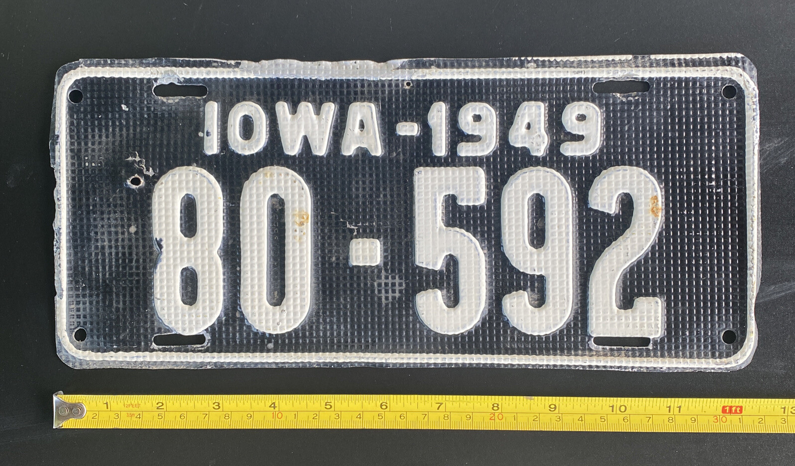 1949 Iowa WAFFLE License Plate Tag 80592 Old Car Auto Truck Garage eBay