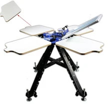 4 Station Silk Screen Press 1 Color Screen Printing Machine w/ Heavy Duty Stand