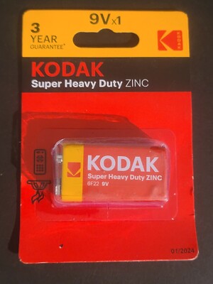 NEW SEALED Kodak 9V, 9 Volt Carbon Zinc Super Heavy Duty Battery