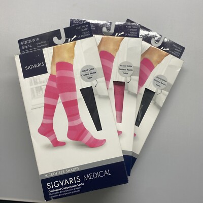SIGVARIS 832C MICROFIBER STRIPES 20-30 COMPRESSION CALF SOCKS PICK SIZE COLOR