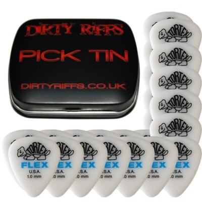 24 x Dunlop Tortex Flex Standard 1,00 mm Gitarren-Plektren Gitarrenplektren in einer Plektrum-Dose