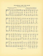 HILLSDALE COLLEGE Antique Song Sheet c1906 "Hillsdale and the Blue"
