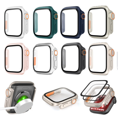 Für Apple Watch Series 10 9 8 7 42/46/44/45mm Change to Ultra Screen Glass Case