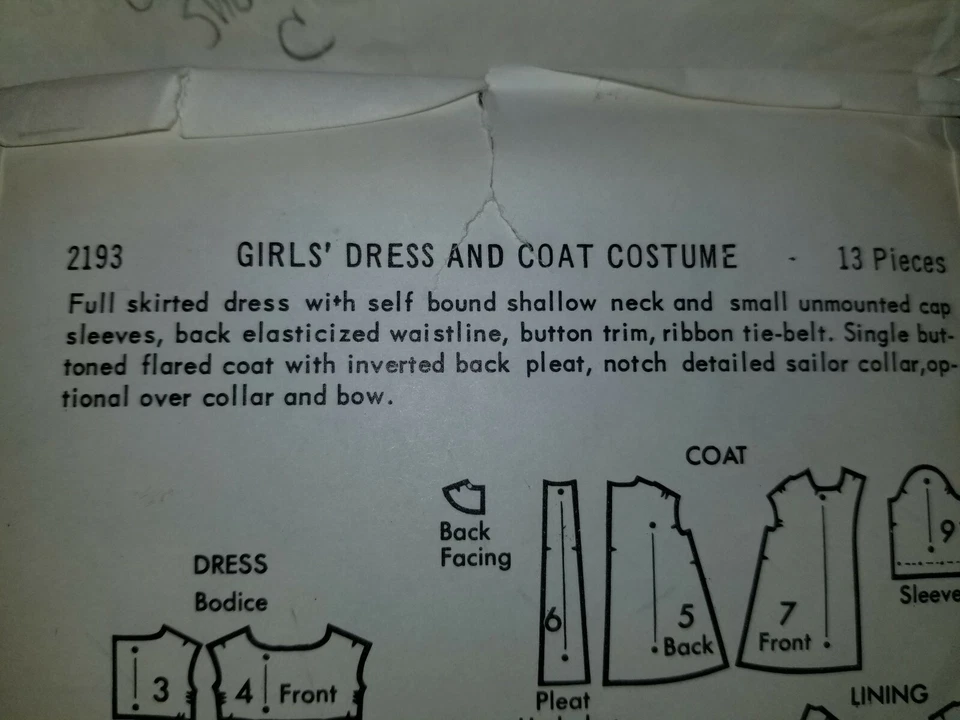 Butterick 2193 Dress Cape Coat Costume Sewing Pattern Girls 5 VTG Cut Fit Flare - Image 4 of 4