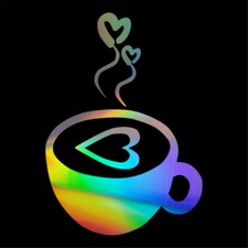 2x Coffee Station Cafe hearts Sticker Car Window Door Bumper Kitchen Vinyl Decal