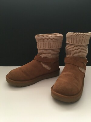 Women UGG Purl Strap Boot 1098080 Chestnut Twinface 100% Authentic