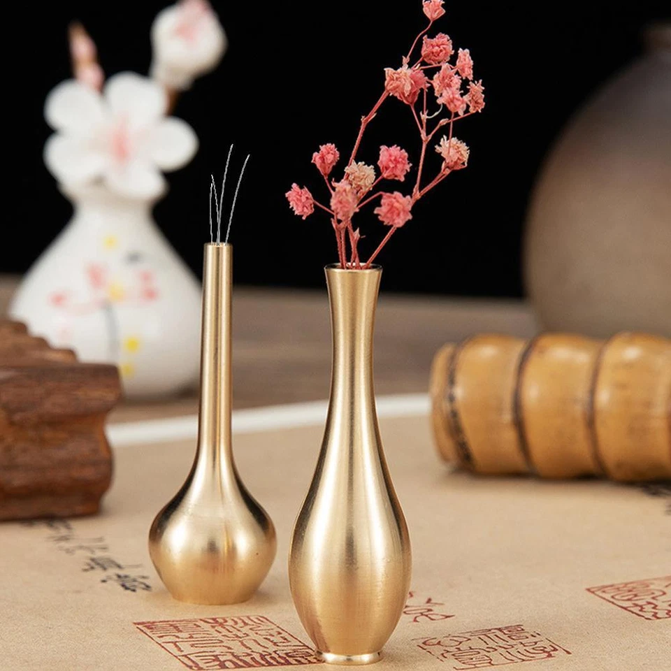 Pure-Copper Mini Vase Creative Desktop Decoration Brass Mini Vase W4G7 Q3 E1X9 - Bild 3 von 4