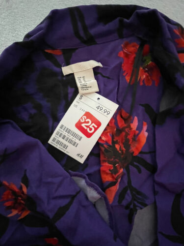 NWT $49 Women’s H&M Purple Colorful Blouse Shirt Top Shirt Size 10 1223c - Picture 3 of 5