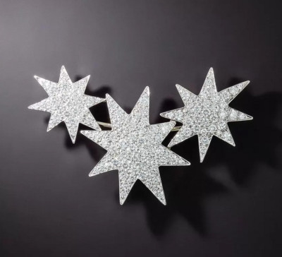 2.41CT Sparkle Pave Set Lab-Created Diamonds Stellar Ultra-Sparkler Stars Brooch