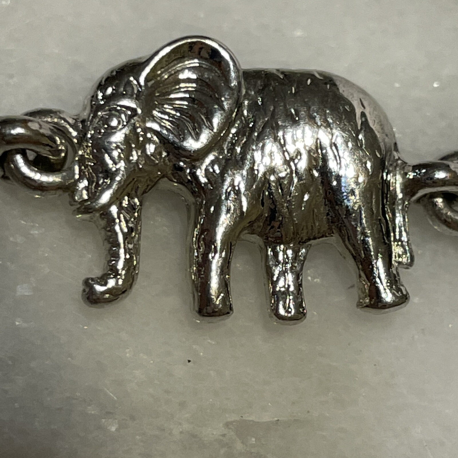 silver tone Interlocking elephant linked chain br… - image 3