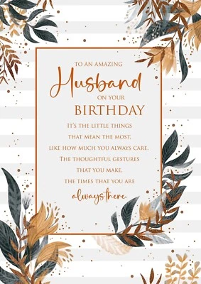 HUSBAND Birthday Card - Cherry Orchard - Extra Large - Traditional Words