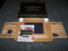 Easoger Large Bamboo Charcuterie Cheese Board with Drawers