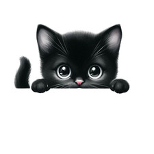 Wall Decal Sticker Peeking Black Cat Wall Sticker 18X18cm Large