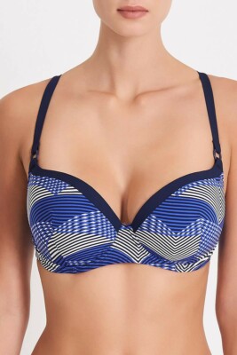AUBADE SOUPIR DES MERS EGEE AEGEAN BLUE GRAPHIC WAVE BIKINI TOP  NEW 