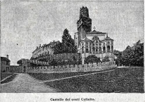 Susegana: Castello di San Salvatore. Treviso. Stampa Antica + Passepartout. 1893 - Afbeelding 1 van 2